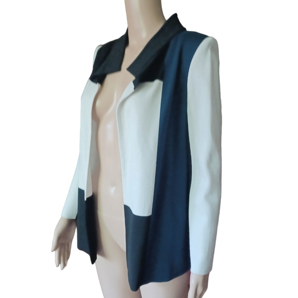 ST. JOHN Womens Multicolor Open Front Jacket Colorblock Knit Wool Blend Size 4 - Picture 4 of 10